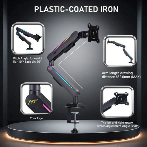 Gaming Monitor Arm 32inch Desktop Computer Monitor Stand RGB Light Monitor Stand