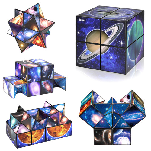 2 In 1 Earth Style Star Cube Magic Cube Set For Kid And Adult Toy Ages 8-12