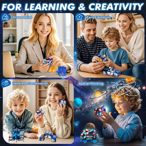 2 In 1 Earth Style Star Cube Magic Cube Set For Kid And Adult Toy Ages 8-12