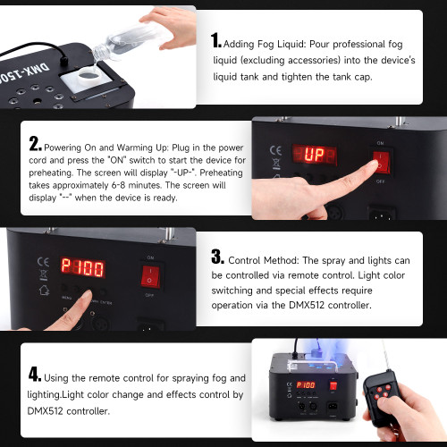 1500W 3In1 LED Light Smoke Fog Machine Stage Fogger DJ Spray Smoke Stage Effect