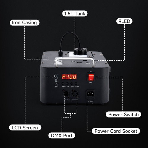 1500W 3In1 LED Light Smoke Fog Machine Stage Fogger DJ Spray Smoke Stage Effect