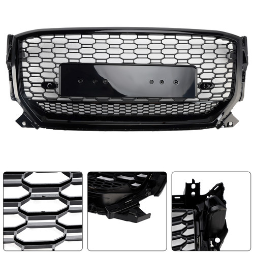 Gloss Black Front Honeycomb Grille Grill Fit Audi Q2 2016-2020 Pre-Facelift