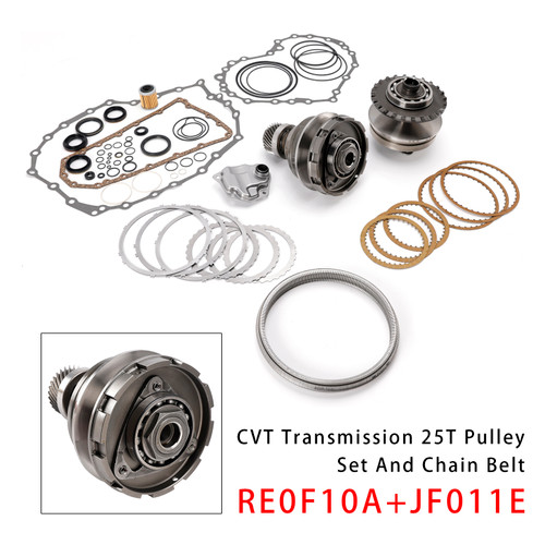 Transmission CVT Pulley 25T W/Belt+Chain & Rebuild Kit RE0F10A JF011E For Nissan