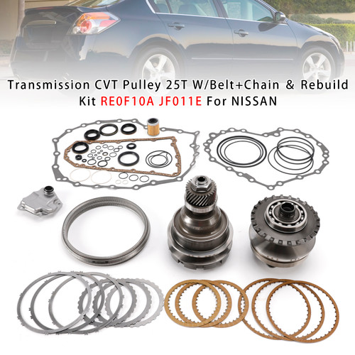 Transmission CVT Pulley 25T W/Belt+Chain & Rebuild Kit RE0F10A JF011E For Nissan