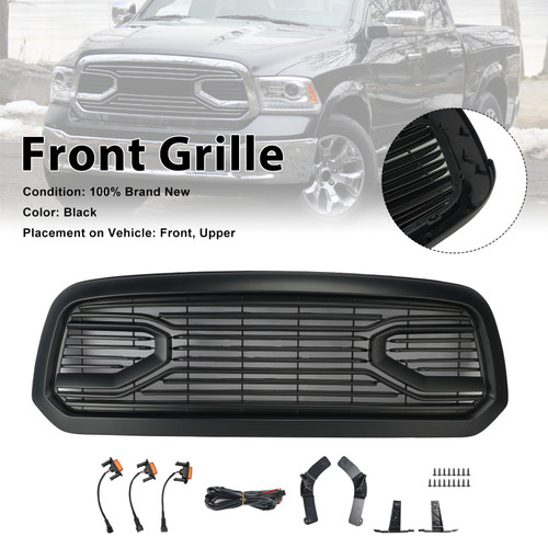 Black Big Horn Style Front Bumper Grill Grille Fit Dodge Ram 1500 2013-2018