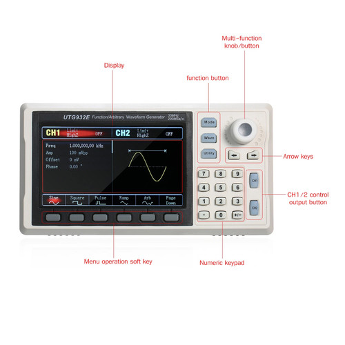UTG932E Arbitrary Waveform Generator Function Generator Kit 30Mhz 200MSa/s