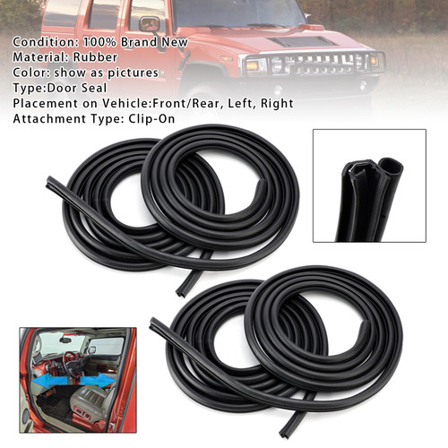 4Pcs Front Rear Left Right Door Rubber Seal Weatherstrip For Hummer H2 2003-2009