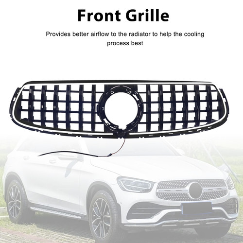 GT-Style Front Bumper Grille Fit Mercedes-Benz X253 GLC250 GLC300 2020-2022