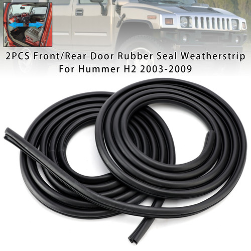 2Pcs Front/Rear Door Rubber Seal Weatherstrip For Hummer H2 2003-2009