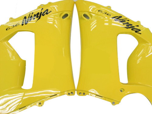 2005-2006 Kawasaki ZX6R 636 Amotopart Fairings Yellow Black Ninja
