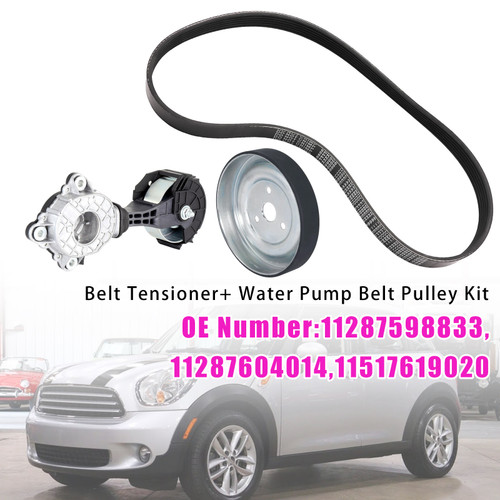 Belt Tensioner+ Water Pump Belt Pulley Kit For Mini Cooper Paceman Countryman 11-16
