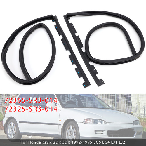 2PCS Front Door Sub Seal Rubber Set For Honda Civic 2Dr 3Dr 1992-1995 Eg6 Eg4
