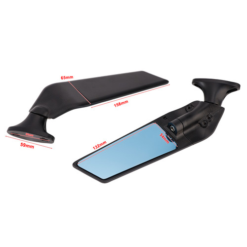 Black Wing Fin Rearview Mirrors For Honda CBR600F 2011-2014 CBR650R 2019-2023