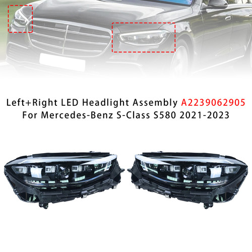 Left+Right LED Headlight Assembly For Mercedes-Benz S-Class S580 2021-2023