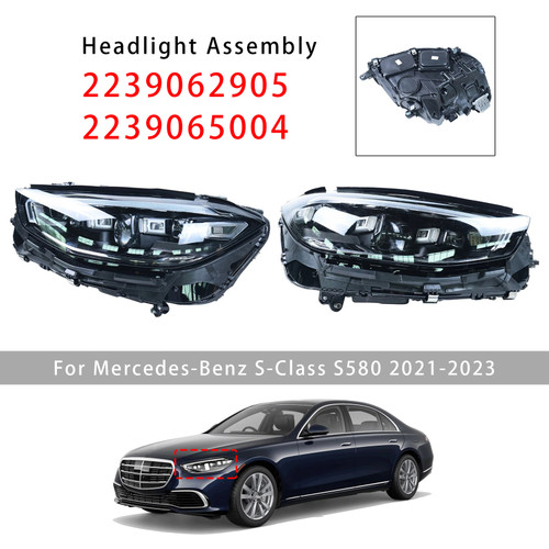 Left+Right LED Headlight Assembly For Mercedes-Benz S-Class S580 2021-2023