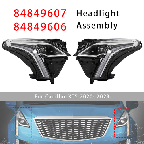 Left+Right LED Headlight Assembly 84849607 84849606 For Cadillac XT5 2020-2023