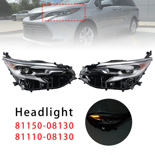 Led Left+Right Headlight 81150-08130 81110-08130 For Toyota Sienna 2021-2024
