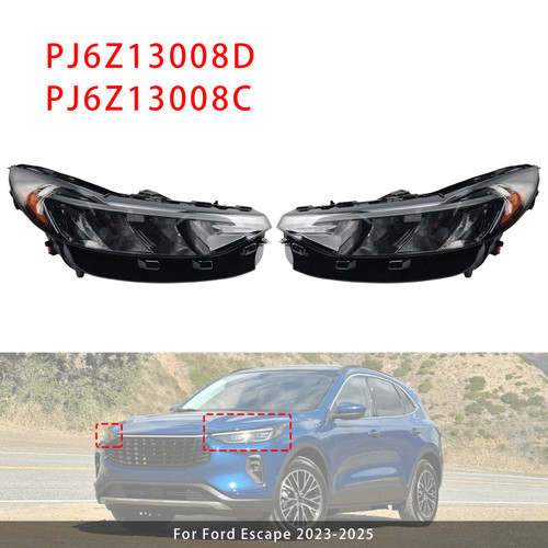 Left+Right LED Headlight Assembly PJ6Z13008D PJ6Z13008C For Ford Escape 23-2025