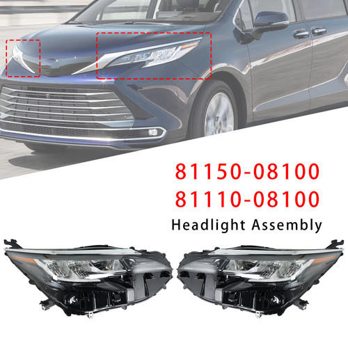 Left+Right LED Headlight Assembly LED For Toyota Sienna LE XLE 2021-2022