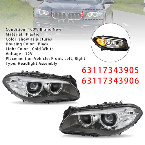 Front Left+Right HID Xenon Headlight W/o AFS For BMW 5Series 528i 535i 2014-2017