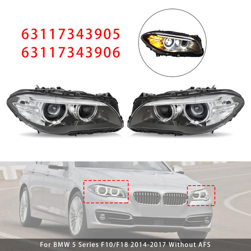 Front Left+Right HID Xenon Headlight W/o AFS For BMW 5Series 528i 535i 2014-2017