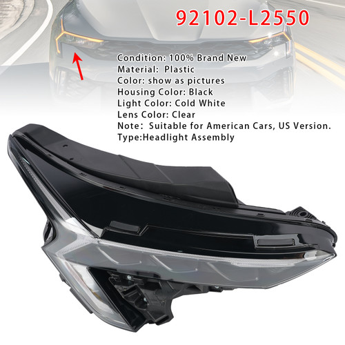 Right LED Headlight Assembly 92102-L2550 For Kia K5 EX LXS GT 2025-2026