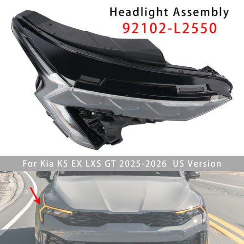 Right LED Headlight Assembly 92102-L2550 For Kia K5 EX LXS GT 2025-2026
