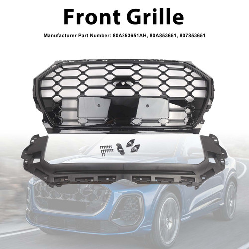 RSQ5 Style Front Honeycomb Mesh Grille Grill Fit Audi Q5 SQ5 2021-2025