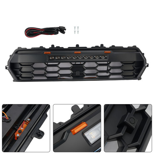 Black Front Bumper Grille Grill Fit Toyota Tacoma 2024+ With Led & Light Bar