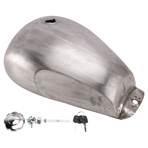 Scrambler Style Motorcycle Fuel Gas Tank 11L with Kneedents Bare Metal Unpainted