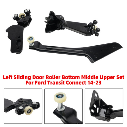 Left Sliding Door Roller Bottom Middle Upper Set For Ford Transit Connect