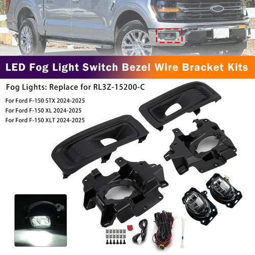LED Fog Light Switch Bezel Wire Bracket Kits For Ford F150 STX XL XLT 2024-2025