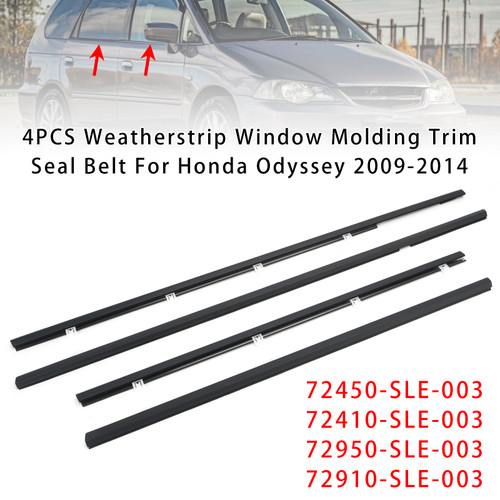 4PCS Weatherstrip Window Molding Trim Seal Belt For Honda Odyssey 2009-2014