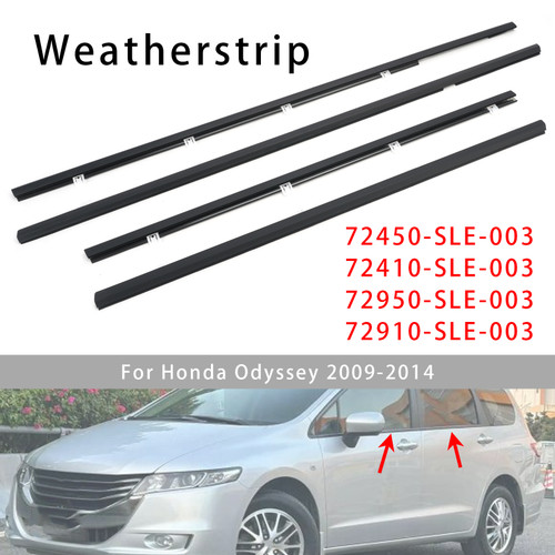 4PCS Weatherstrip Window Molding Trim Seal Belt For Honda Odyssey 2009-2014