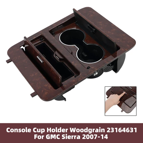 Console Cup Holder Woodgrain 23164631 For GMC Sierra 2007-2014
