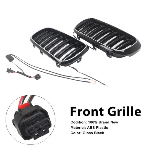 Double Slat Front Bumper Kidney Grille Fit BMW X5/X6 F15 F16 2013-2018