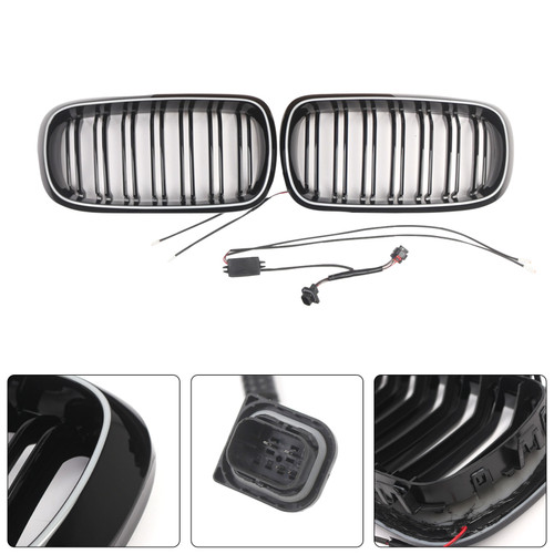 Double Slat Front Bumper Kidney Grille Fit BMW X5/X6 F15 F16 2013-2018