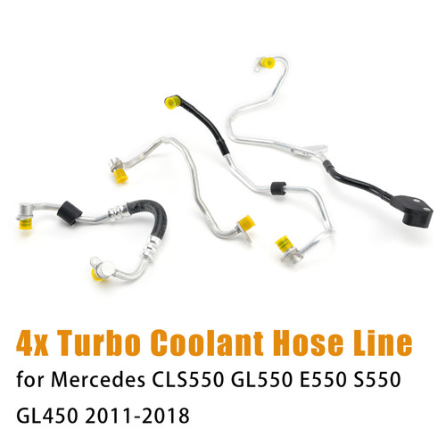 4x Turbo Coolant Hose Line for Mercedes CLS550 GL550 E550 S550 GL450 2011-2018