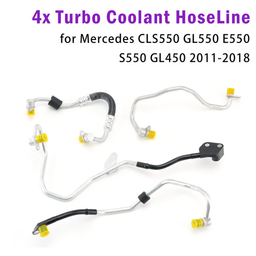 4x Turbo Coolant Hose Line for Mercedes CLS550 GL550 E550 S550 GL450 2011-2018