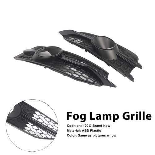 Black Front Bumper Fog Light Grille Cover Bezel Fit Audi S7 A7 S-Line 2012-2015