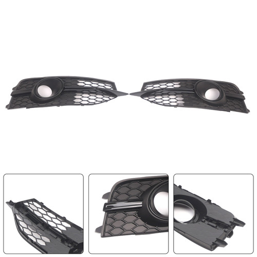 Black Front Bumper Fog Light Grille Cover Bezel Fit Audi S7 A7 S-Line 2012-2015