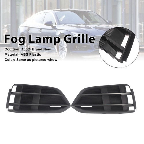 Black Front Bumper Fog Light Grille Grill Cover Bezel Fit Audi A5 2017-2019
