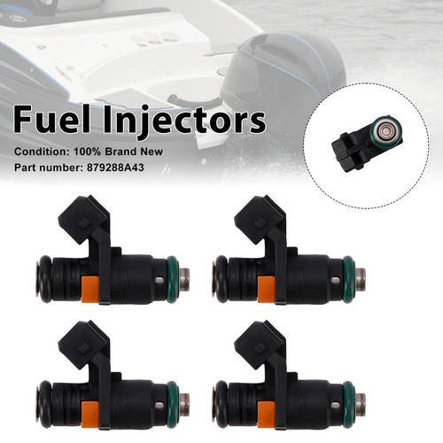 4PC 879288A43 Fuel Injectors For Mercruiser Sterndrive Gas Engines 3.0L