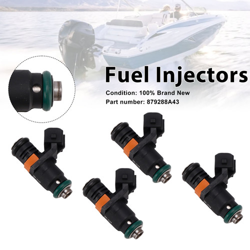 4PC 879288A43 Fuel Injectors For Mercruiser Sterndrive Gas Engines 3.0L