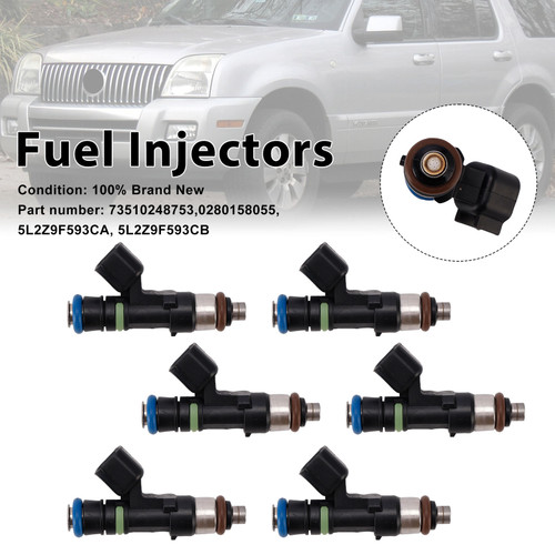 6PC 0280158055 Fuel Injectors 5L2Z9F593CA For Mercury Mountaineer Ford Explorer
