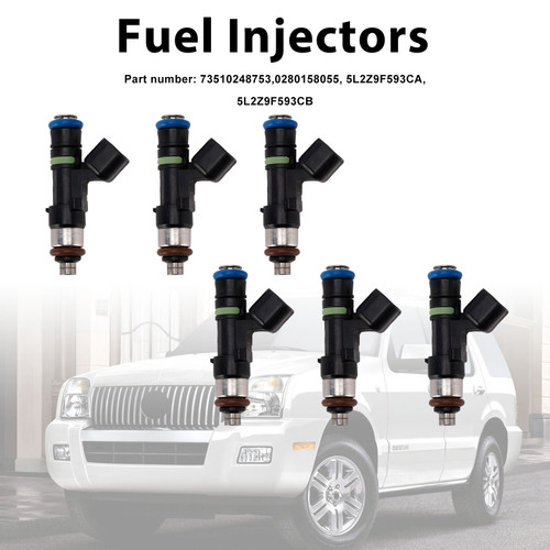 6PC 0280158055 Fuel Injectors 5L2Z9F593CA For Mercury Mountaineer Ford Explorer