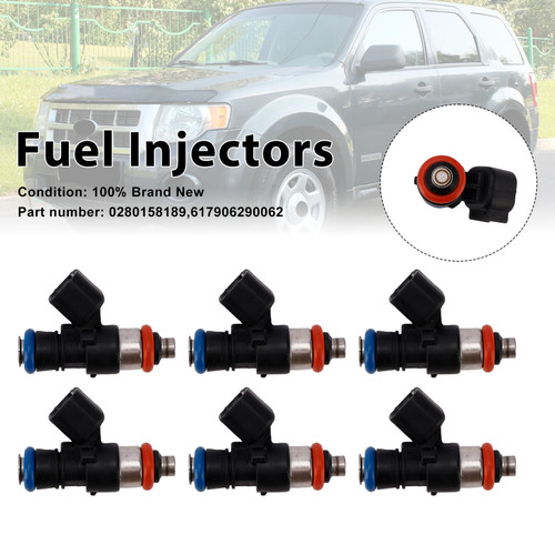 6PC 617906290062 Fuel Injectors 0280158189 For Mercury Mariner Ford 3.0L