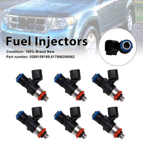 6PC 617906290062 Fuel Injectors 0280158189 For Mercury Mariner Ford 3.0L