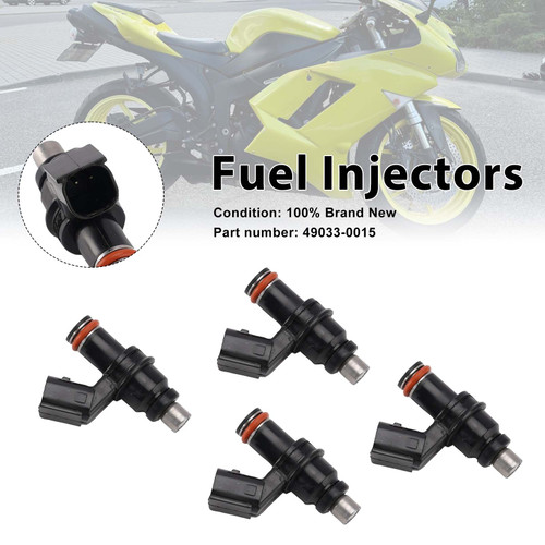 4PC Fuel Injectors 49033-0015  For Kawasaki Ninja ZX6R ZX600R ZX600P 07-12