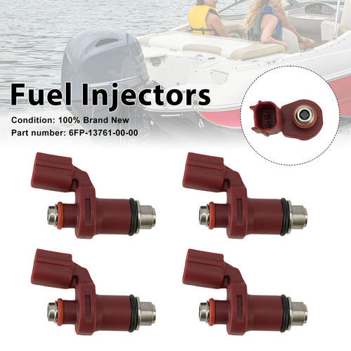4PC Fuel Injectors 6FP-13761-00-00 For Yamaha Outboard 75HP 90HP